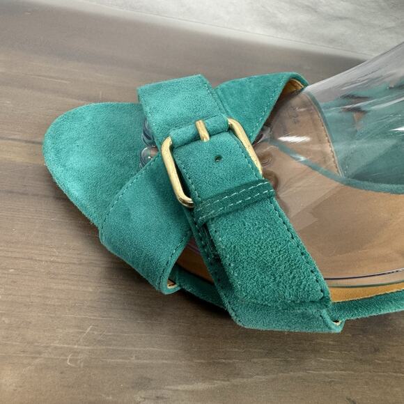 J.Crew Size 9 Lucca Suede Sandals Teal Style 37224 Made in Italy - Picture 10 of 13